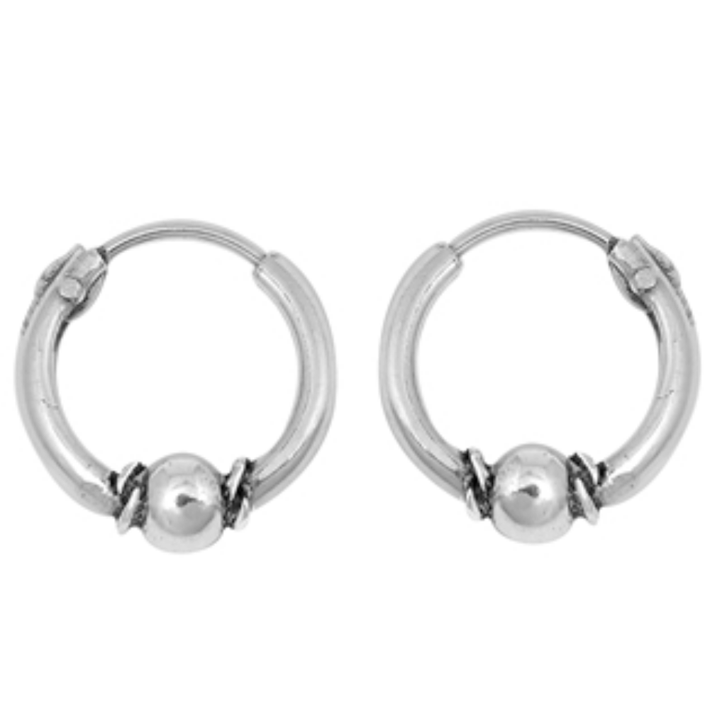 Unisex continuous hoop ball earrings