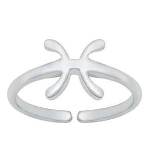 Pisces Zodiac symbol adjustable ring