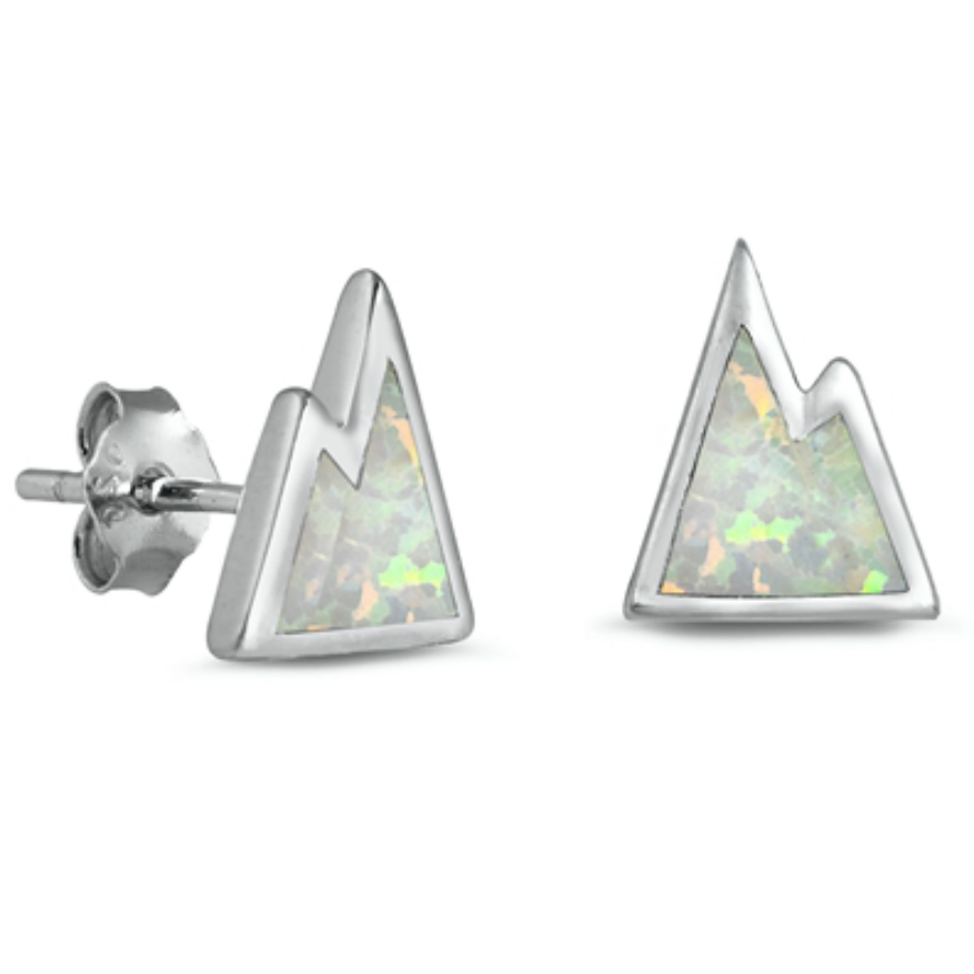 Outdoorsy forest meets fashion in these womens mountaintop opal earrings made of stamped .925 Sterling Silver