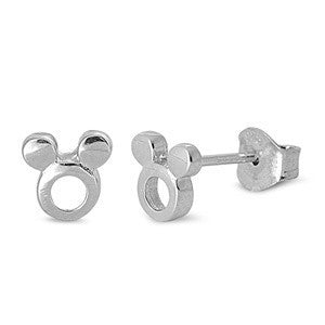 Sterling Silver Mickey Mouse Style Stud Earrings - Blades and Bling Sterling Silver Jewelry