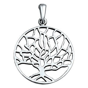 Sterling Silver Winter Tree of Life round pendant (Yggdrasil)