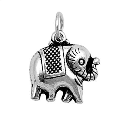 Sterling Silver Happy Elephant with blanket pendant