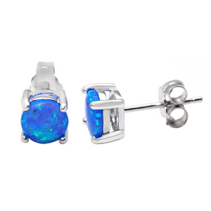 Sterling Silver blue opal stud earrings