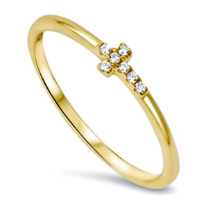 Womens and girls side ways gold cross ring