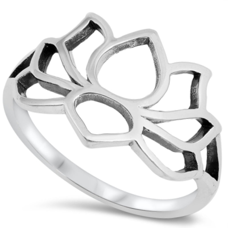 .925 Sterling Silver Lotus Flower Ring Sizes 5-10