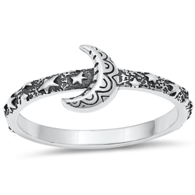 .925 Sterling Silver Crescent Moon Ring Sizes 5-10 Midi Knuckle Thumb