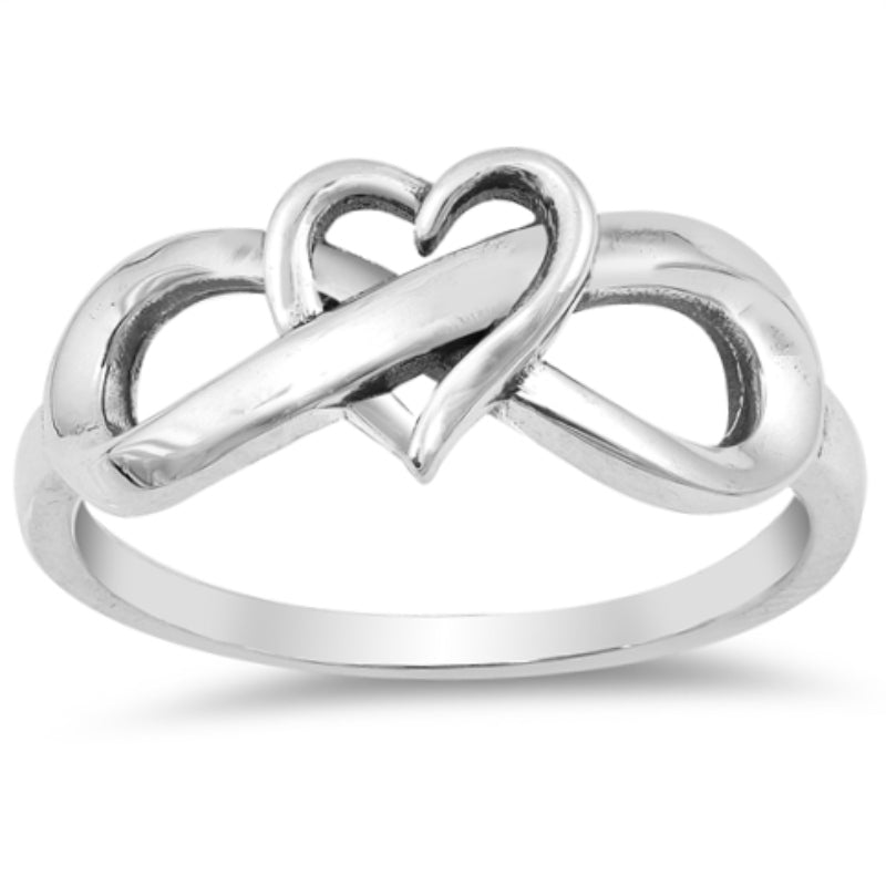 .925 Sterling Silver Heart Infinity Ring Sizes 4-10 Midi Knuckle Thumb