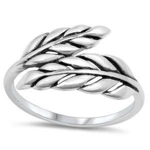 .925 Sterling Silver Wheat Leaf Nature Ring Sizes 4-10 Midi Knuckle Thumb