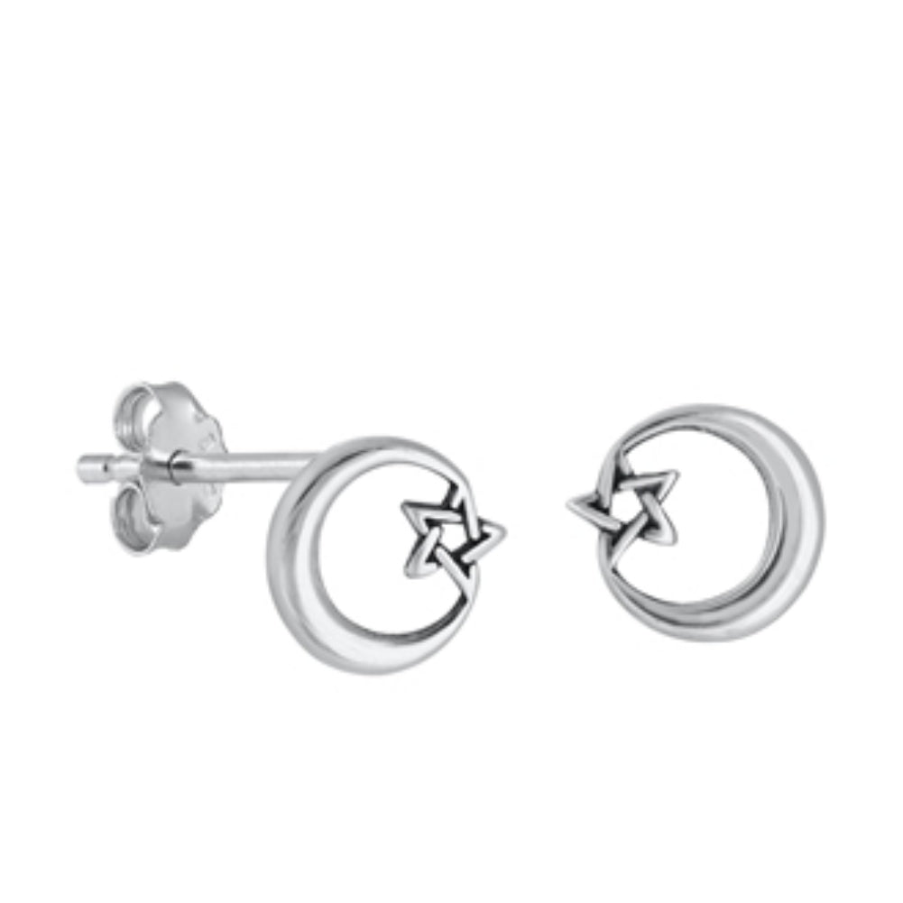 Silver moons and stars earrings