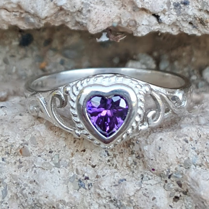 Simple heart-shaped gemstone Natural amethyst lady ring, 925 silver, novel  craftsmanship, beautiful colors. - AliExpress