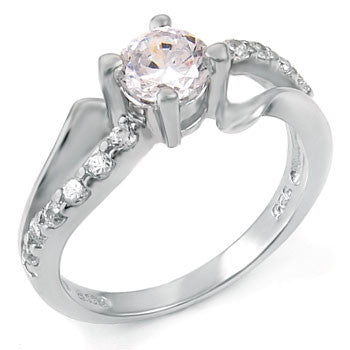 Sterling Silver 1 carat Round Cut CZ Split Band Engagement Ring 5-9