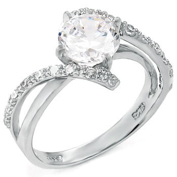 Sterling Silver 2 carat Floating Round Cut CZ Engagement Ring Size 5-9