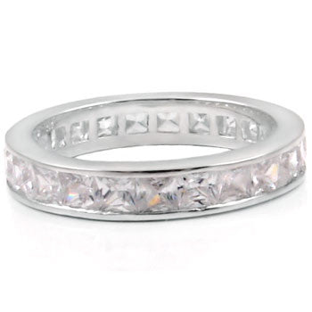 Sterling Silver Princess Cut CZ 3mm Eternity Ring size 4-11 by  Blades and Bling Sterling Silver Jewelry