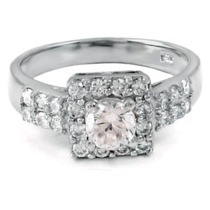 Womens solitaire halo ring