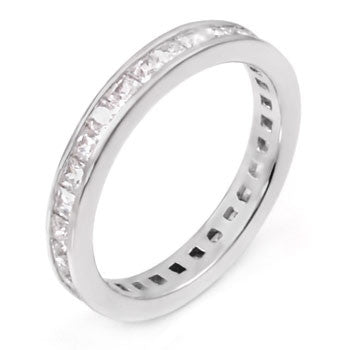 Sterling Silver Princess Cut CZ 3mm Eternity Ring size 4-11 by  Blades and Bling Sterling Silver Jewelry