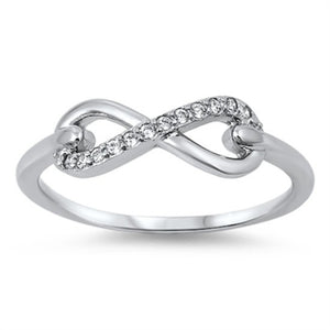 Sterling Silver Round Cut CZ Infinity Ring Size 4-12 by Blades and Bling Sterling Silver Jewelry