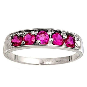 Sterling Silver Ruby Red CZ Five Stones Ring Size 1-6 by Blades and Bling Sterling Silver Jewelry