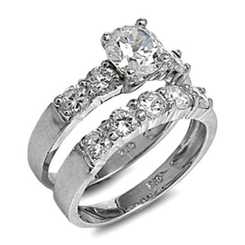 Sterling Silver Wedding Ring Set CZ Engagement Ring and Band Bridal size 5-10 by  Blades and Bling Sterling Silver Jewelry