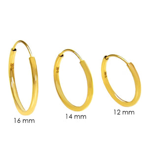 14k Gold Continuous Threader Hoops Earrings