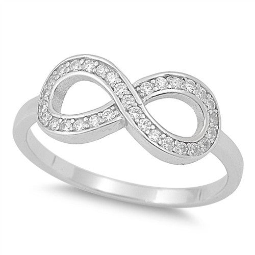 Sterling Silver Channel Set CZ Infinity Ring size 4-10
