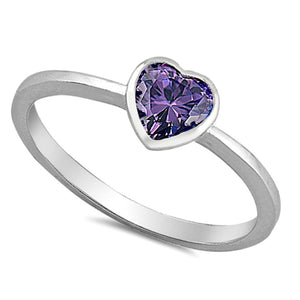 Womens and girls amethyst heart ring