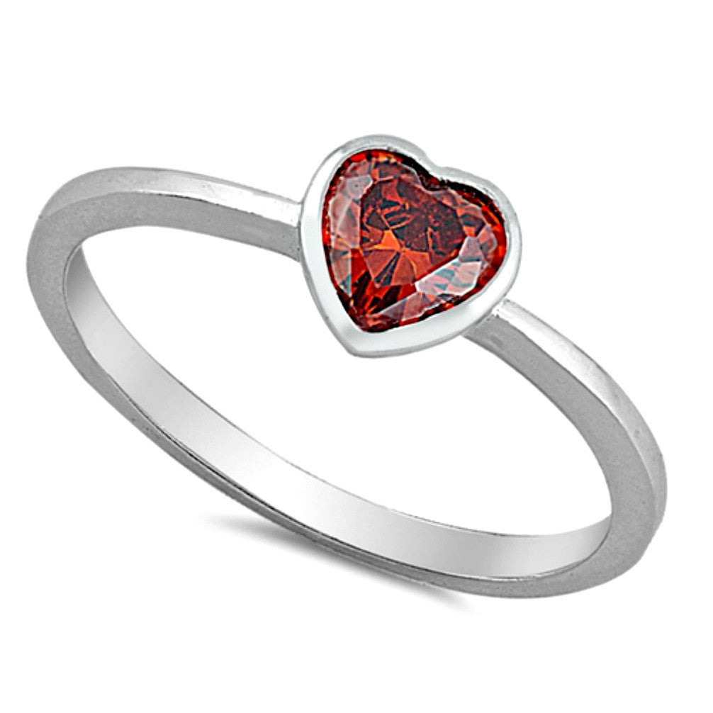 Adorbs girls and womens red heart ring in sterling silver, perfect midi and knuckle ring or girl's gift