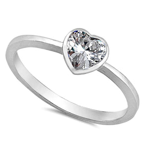 Womens and girls clear heart ring