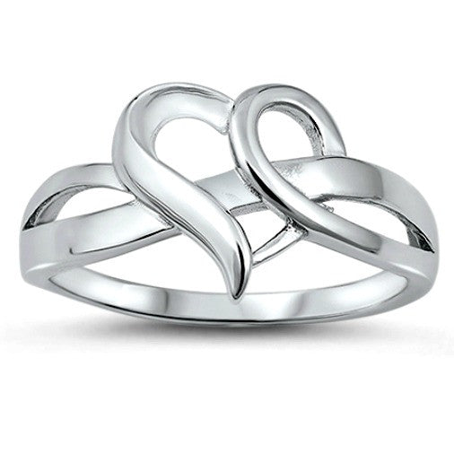 Womens heart infinity knot silver ring