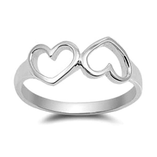 .925 Sterling Silver Twin Open Heart Ring Ladies size 4-10 by  Blades and Bling Sterling Silver Jewelry