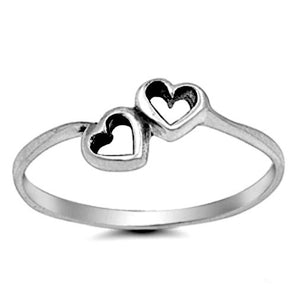 .925 Sterling Silver Tiny Double Heart Kids and Ladies ring size 2-10 by  Blades and Bling Sterling Silver Jewelry