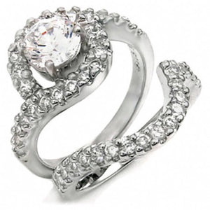 Sterling Silver 1 carat Infinity Round cut CZ Wedding Ring set size 5-9