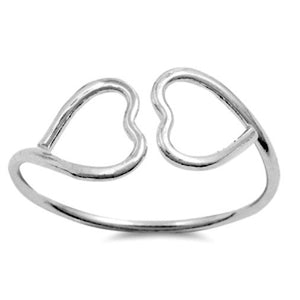 Womens and girls adjustable size twin heart ring