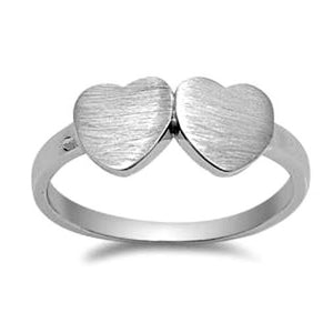 .925 Sterling Silver Twin Double Heart Ring Ladies size 4-10 by  Blades and Bling Sterling Silver Jewelry