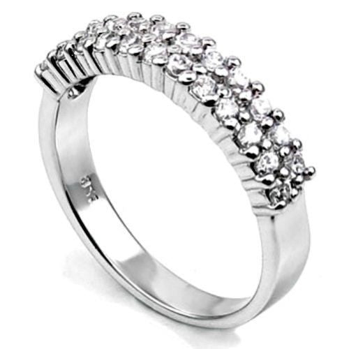 Sterling Silver CZ Two Row Wedding Band Ring size 5-9 - Blades and Bling Sterling Silver Jewelry