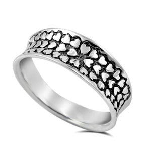 Womens wide band heart ring