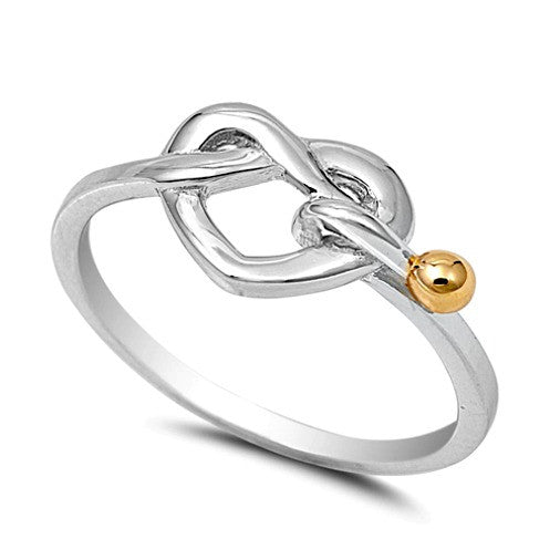 .925 Sterling Silver and Yellow Gold Infinity Heart Knot Ring Ladies size 5-10 by  Blades and Bling Sterling Silver Jewelry