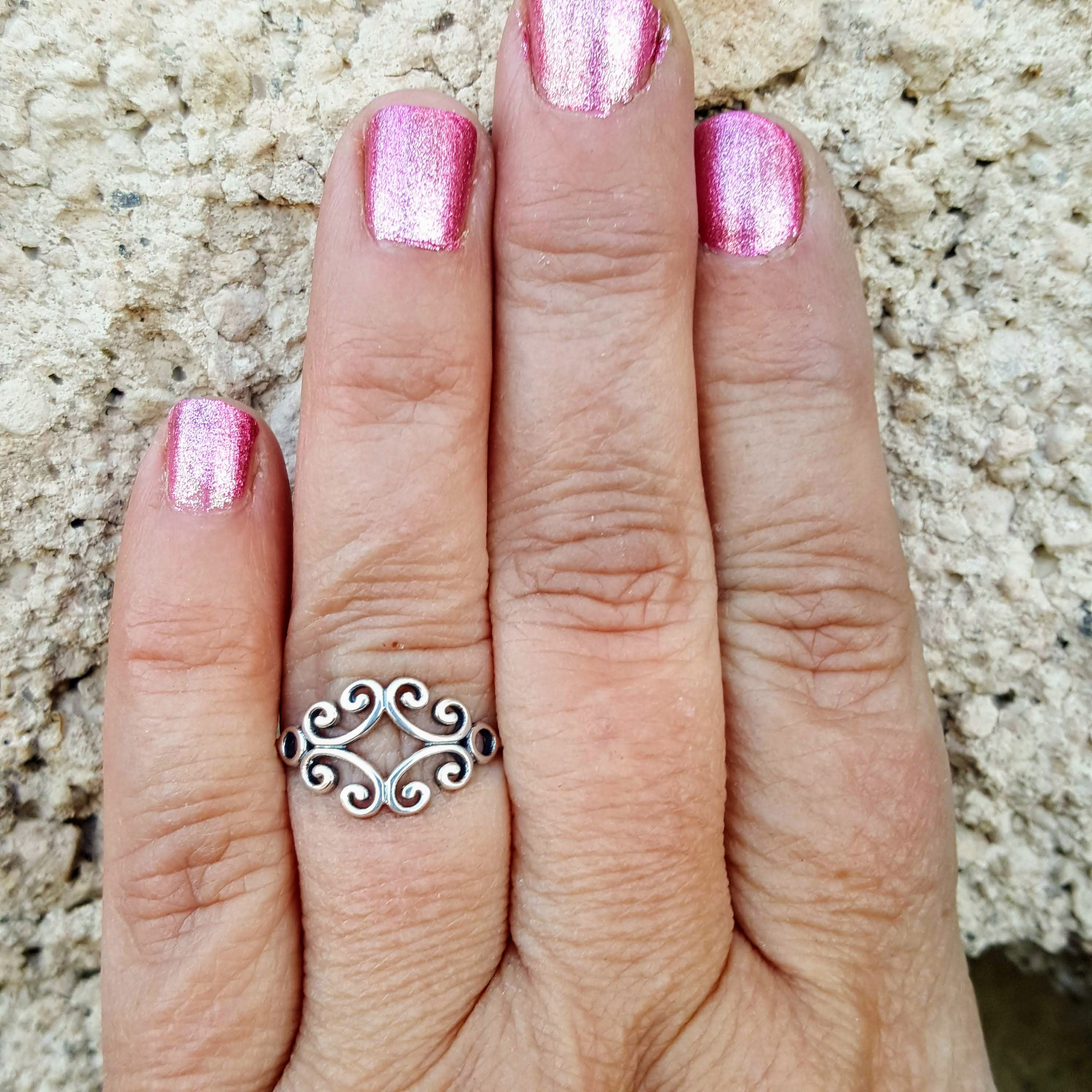 Sterling Silver Celtic Ring on finger hand view