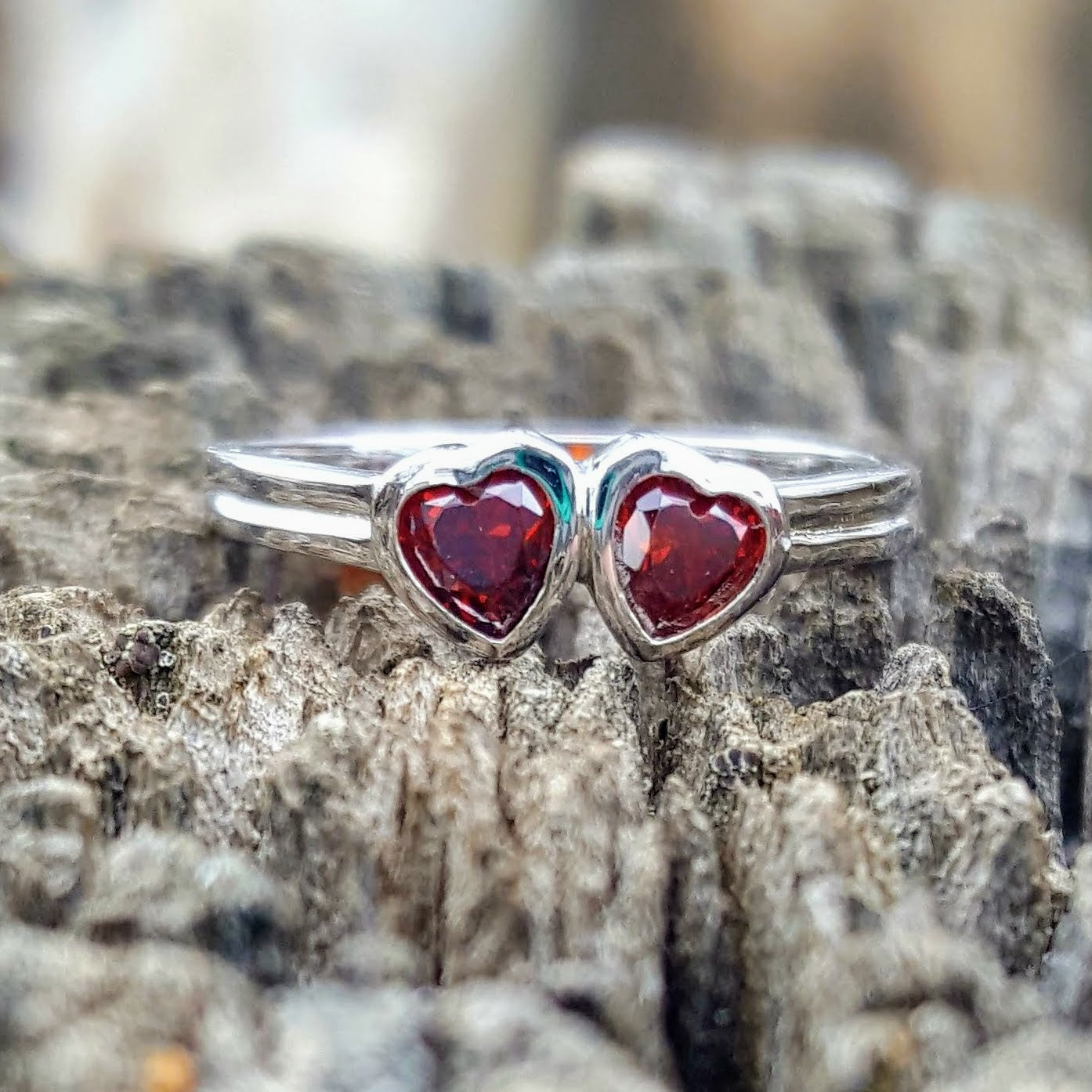 Womens babies and girls red heart ring