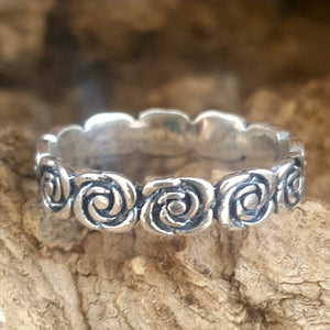 Stackable rose eternity ring in sterling silver