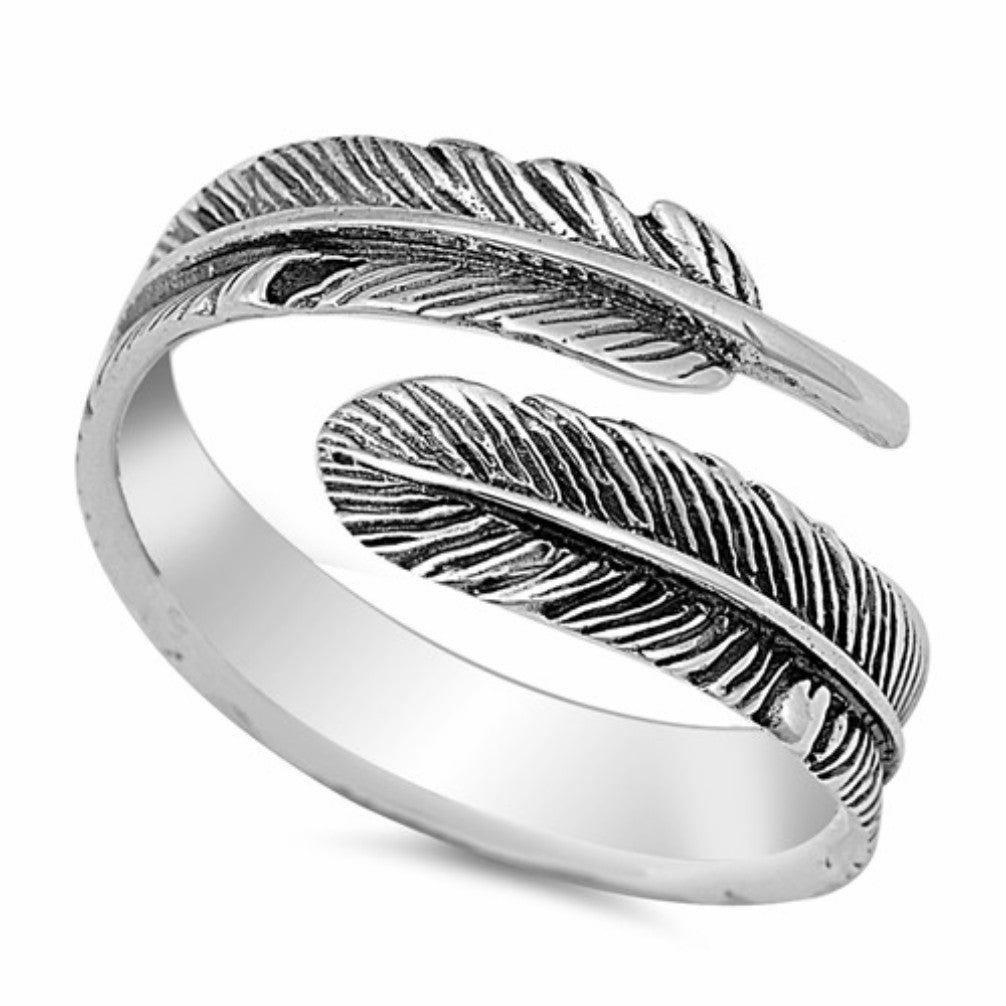 Womens Feather Wrap Fashion Ring Adjustable Size
