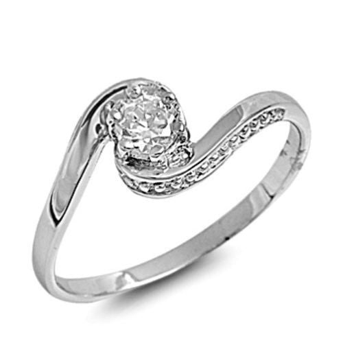 Sterling Silver CZ Engagement Ring size 4-9 - Blades and Bling Sterling Silver Jewelry