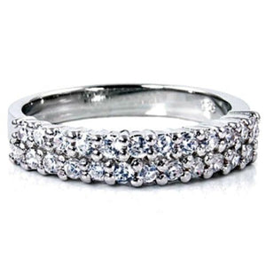 Sterling Silver CZ Two Row Wedding Band Ring size 5-9 - Blades and Bling Sterling Silver Jewelry