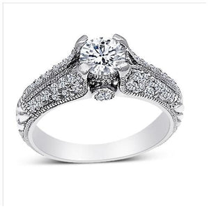 Sterling Silver 1 carat Round Cut CZ Antique Style Engagement Ring size 5-9