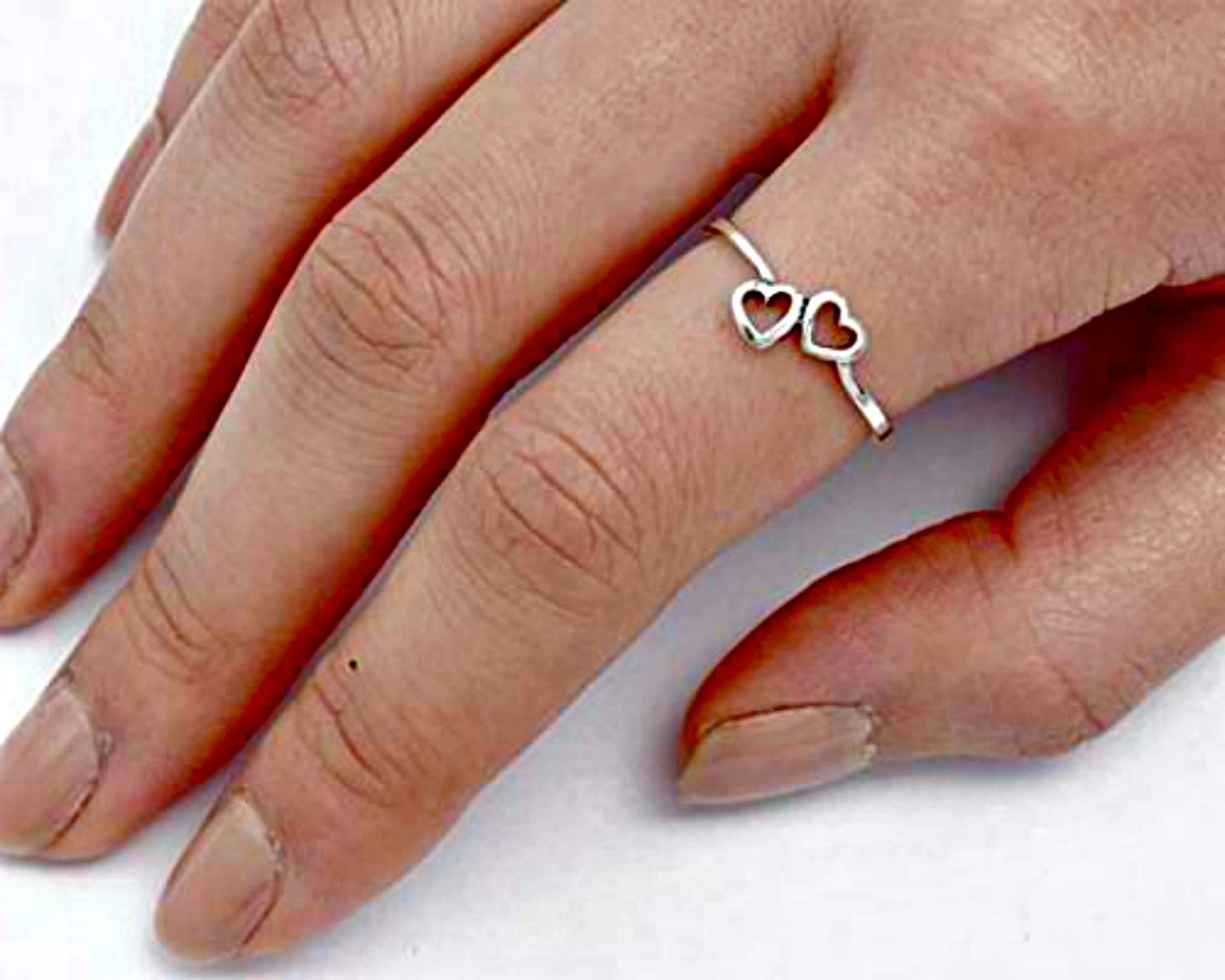 .925 Sterling Silver Tiny Double Heart Kids and Ladies ring size 2-10 by  Blades and Bling Sterling Silver Jewelry