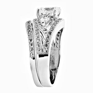 Sterling Silver Round cut and Teardrop CZ Three Stone Split Shank Wedding Ring Set Size 5-9 by Blades and Bling Sterling Silver Jewelry
