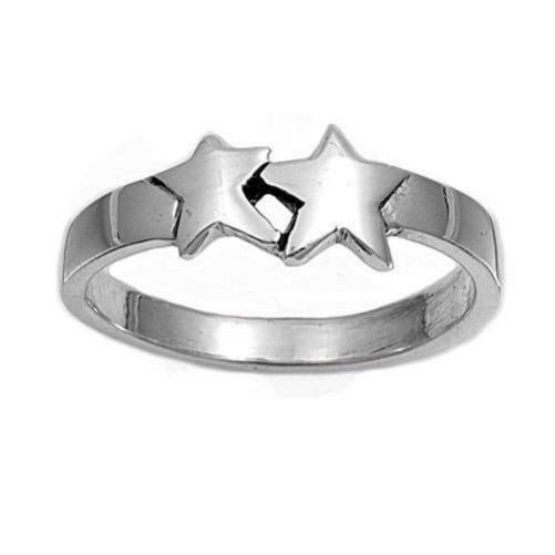 Sterling Silver CZ 2 Stars Ring Size 1-5 by  Blades and Bling Sterling Silver Jewelry