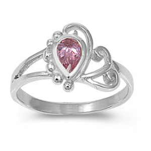 Sterling Silver Pink Topaz CZ Ring Size 1-5 by  Blades and Bling Sterling Silver Jewelry