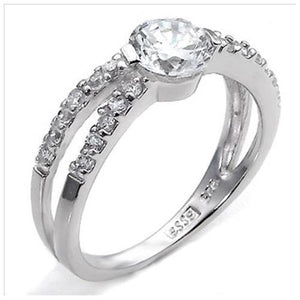 Sterling Silver 1 carat Round Cut CZ Modern Split Band Engagement Ring size 5-9