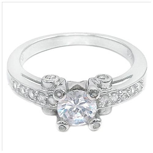 Sterling Silver 1 carat Round Cut CZ Vintage Style Engagement Ring size 5-9