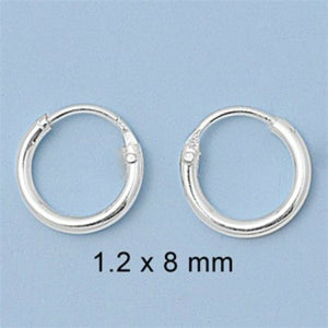 .925 Sterling Silver Hoop Earrings Kids Baby Ladies Mens 8mm-80mm 45mm